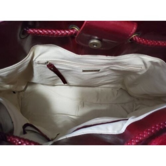 Charles David Red Alligator Leather Hobo Bag Purse Travel Overnight Drawstring - Picture 12 of 16